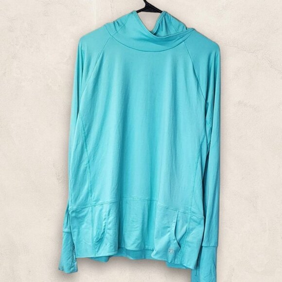 NINE West Active Teal Long Sleeve Running Workout Tee With Thumbholes Size L - Picture 1 of 5
